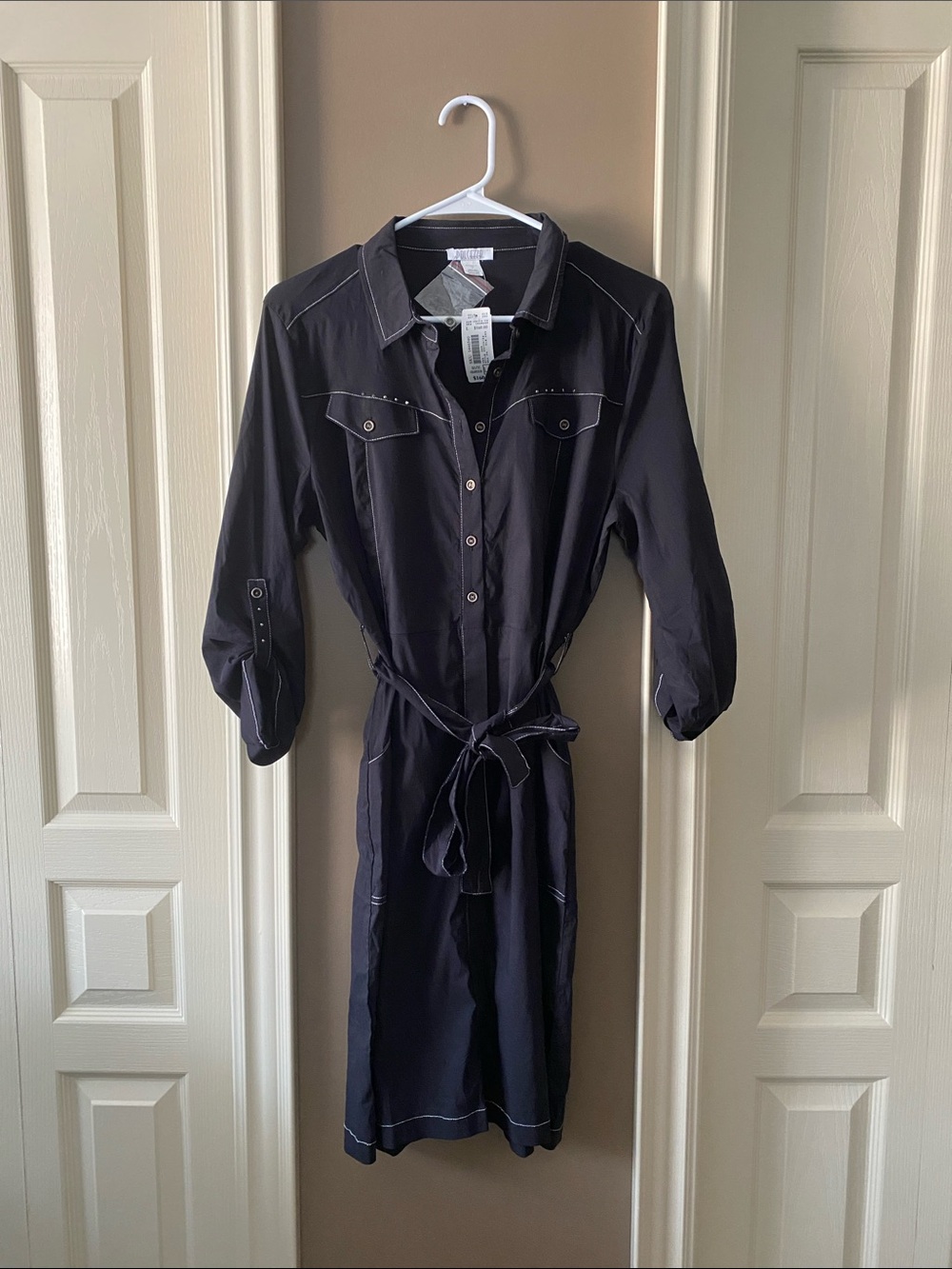 Dolcezza Button-Front Shirt Dress with Belt Dress